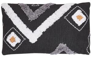 Poduszka dekoracyjna bawełna ręcznie tkana 30 x 50 cm czarna Viburnum Beliani