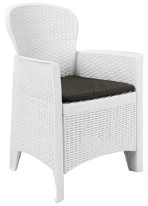 Krzesła ogrodowe z poduszkami, 2 szt., białe, plastikowe