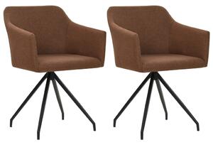 Obrotowe krzesła stołowe, 2 szt., brązowe, tkanina