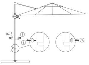 Parasol wiszący ze stalowym słupkiem, 300 cm, czarny