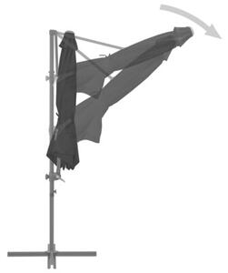Parasol wiszący ze stalowym słupkiem, 300 cm, czarny