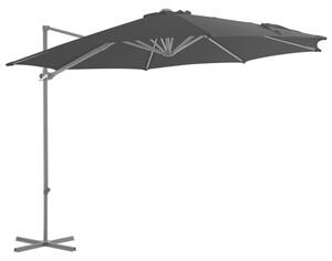 Parasol wiszący ze stalowym słupkiem, 300 cm, czarny