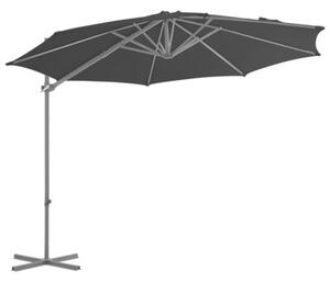 Parasol wiszący ze stalowym słupkiem, 300 cm, czarny