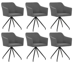 Obrotowe krzesła stołowe, 6 szt., jasnoszare, tkanina