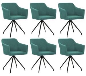 Obrotowe krzesła stołowe, 6 szt., zielone, tkanina