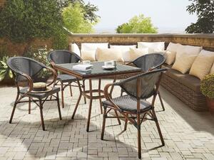 Zestaw ogrodowy aluminium 80 cm stół i 4 krzesła czarny z szarym Caspri Beliani