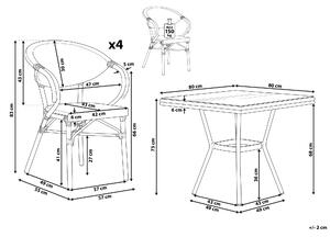 Zestaw ogrodowy aluminium 80 cm stół i 4 krzesła czarny Caspri Beliani