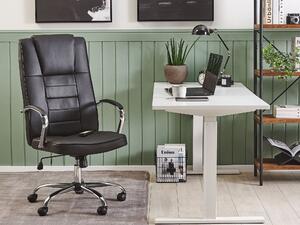 Fotel biurowy z masażem czarny ekoskóra podgrzewany praca w domu Grandeur Beliani