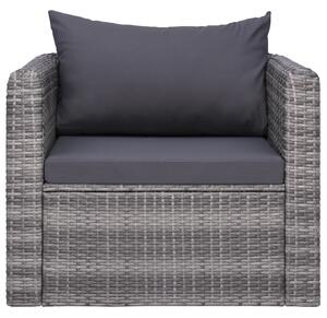 Ogrodowe krzesło z poduszką, rattan PE, szare