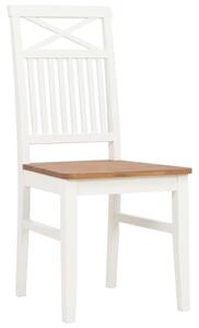 Krzesła stołowe, 2 szt., białe, lite drewno dębowe