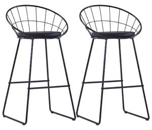 Krzesła barowe, 2 szt., czarne, sztuczna skóra