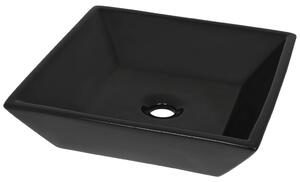 Umywalka ceramiczna, kwadratowa, 41,5 x 41,5 x 12 cm, czarna