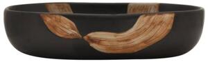 Umywalka nablatowa, czarna, owalna, 59x40x14 cm, ceramiczna