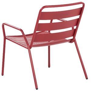 Zestaw balkonowy czerwony nowoczesny 2 krzesła 1 stół odporny na rdzę Delicato Beliani