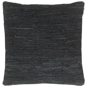 Poduszki Chindi, 2 szt, czarne, 45x45 cm, skóra i bawełna