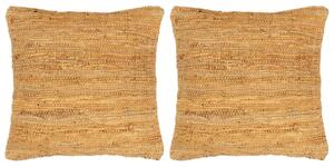 Poduszki Chindi, 2 szt, jasnobrązowe, 45x45 cm, skóra i bawełna