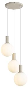 Skandynawska lampa wisząca beżowa z opalowym szkłem 3-punktowa - Polly