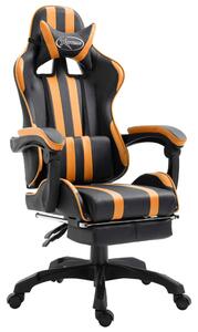 Fotel dla gracza z podnóżkiem, pomarańczowy, sztuczna skóra