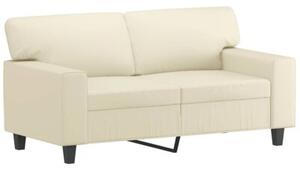 Sofa 2-osobowa z poduszkami, kremowa, 120 cm, sztuczna skÃ³ra