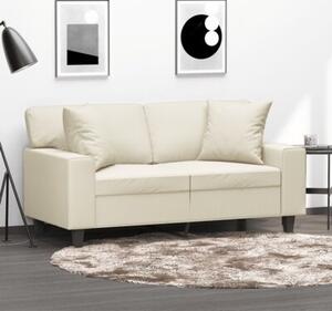 Sofa 2-osobowa z poduszkami, kremowa, 120 cm, sztuczna skÃ³ra