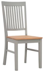 Krzesła stołowe, 2 szt., szare, lite drewno dębowe