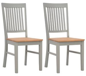 Krzesła stołowe, 2 szt., szare, lite drewno dębowe
