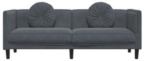 Sofa 3-osobowa z poduszkami, ciemnoszara, aksamit