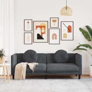 Sofa 3-osobowa z poduszkami, ciemnoszara, aksamit