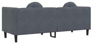 Sofa 3-osobowa z poduszkami, ciemnoszara, aksamit