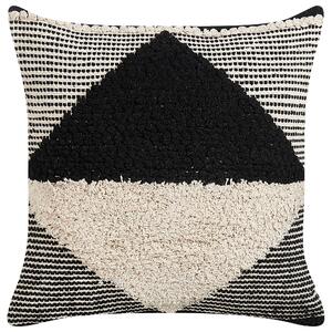 2 poduszki dekoracyjne geometryczny wzór bawełna 50 x 50 cm beżowo-czarne Khora Beliani