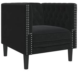 Sofa chesterfield aksamitna czarna z gÅÄbokim tuftingiem