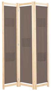 Parawan 3-panelowy, brązowy, 120x170x4 cm, tkanina