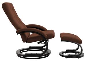 Rozkładany fotel z podnóżkiem, brązowy, tkanina zamszopodobna