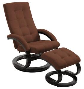 Rozkładany fotel z podnóżkiem, brązowy, tkanina zamszopodobna