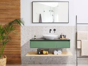 Zestaw mebli łazienkowych z umywalką i lustrem półka wisząca zielony Zaragoza Beliani