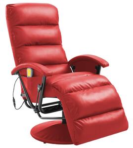 Telewizyjny fotel masujący, regulowany, czerwony, ekoskóra