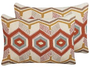2 poduszki dekoracyjne z haftem bawełna 40 x 60 cm wielokolorowe Majra Beliani
