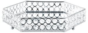 Elegancka lustrzana taca dekoracyjna sześciokątna szkło metal srebrna Vatan Beliani