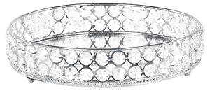 Elegancka lustrzana taca dekoracyjna okrągła szkło metal srebrna Vatan Beliani