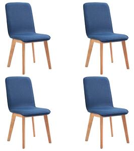 Krzesła do jadalni, 4 szt., niebieskie, tkanina i lity dąb