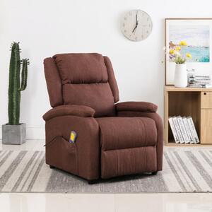 Rozkładany fotel masujący, brązowy, tkanina