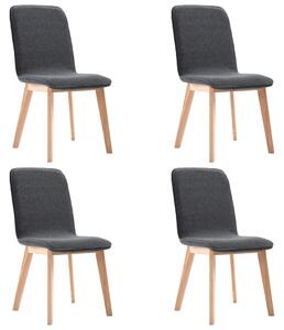 Krzesła do jadalni, 4 szt., szare, tkanina i lity dąb