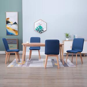 Krzesła do jadalni, 4 szt., niebieskie, tkanina i lity dąb
