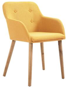 Krzesła do jadalni, 2 szt., żółte, tkanina i lity dąb