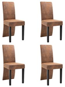 Krzesła jadalniane, 4 szt., brązowe, sztuczna skóra zamszowa
