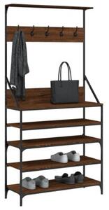 Wieszak na ubrania z miejscem na buty, brązowy dąb 90x34x184 cm