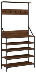 Wieszak na ubrania z miejscem na buty, brązowy dąb 90x34x184 cm