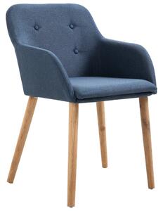 Krzesła do jadalni, 2 szt., niebieskie, tkanina i lity dąb