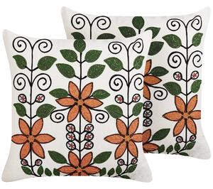 2 poduszki dekoracyjne z haftem bawełna 50 x 50 cm wielokolorowe Vellore Beliani