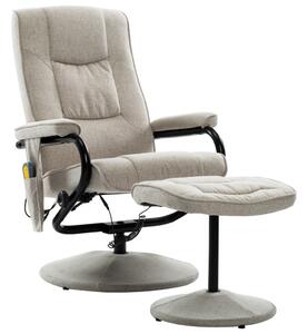 Rozkładany fotel do masażu z podnóżkiem, kremowy, tkanina